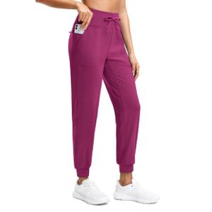G Gradual Women's Joggers Zip Pockets Drawstring Gym Sweatpants High Waisted Tapered Pants for Workout, Travel, Lounge (Rose, L) (Pink, L)