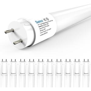 Sunco 10 Pack T8 LED Bulbs 4 Foot, LED Fluorescent Tube Replacement, 4ft LED Tube Light, Ballast Bypass, 2200 LM, 18W, 6000K Daylight Deluxe, Single Ended Power, Frosted Lens, UL