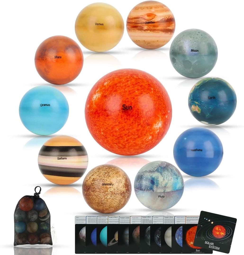 Solar System Stress Ball for Kids and Adult 11 Piece, with mesh Storing Bag, Anti Stress Solar Planets Balls (Planet Balls)