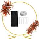 8FT Circle Arch Stand, Backdrop Stand for Parties, Metal Circle Balloon Arch Frame Heavy Duty, Gold Wedding Arch Frame with Base for Valentine Baby Shower Gender Reveal Party Decoration