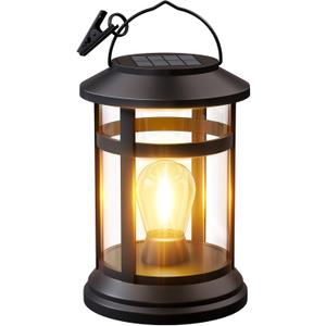Solar Lanterns Outdoor Waterproof: 1 Pack Hanging Solar Lights for Outside Patio Porch Garden Tabletop Decor - Bright LED Warm White Solar Powered Lighting - Unique Gardening Lovers Mom Gifts