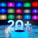 Brightown Floating Pool Lights Solar Powered 2 Pack, RGBWW Solar Pool Lights Chlorine Tablet Floater with 20+ Light Effects, Remote Control, IP68 Waterproof Pools Light for Pools, Hot Tubs, Party