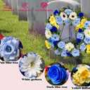 MUVIC Handmade Cemetery Wreath with Grave Holder, Artificial Flower Wreaths for Tombstone Decoration of Memorial Day/Mother's Day/Father's Day/Christmas,Blue,Yellow,White
