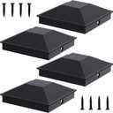 Goovilla 4x4 Post Caps Black(Actual 3.5" x 3.5"), 4 Pack Fence Post Caps with 8 Screws and Easy Installation, Sturdy Waterproof Plastic Deck Post Caps with Frosted Finishing Touch, Protect Wood Post
