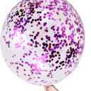 Purple Confetti Balloons, 36 Inch 6 Pcs Jumbo Latex Purple Glitter Confetti Party Balloons for Halloween/Carnival Decoration/Graduation/Anniversary Decoration Supplies