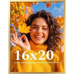 16x20 Picture Frame for Wall Display, 16x20 Gold Picture Frame with Shatter Resistant Plexiglass, Stable and Sturdy 16 x 20 Poster Frame for Wall Display, Handpicked Gift Collection, 1 Pack