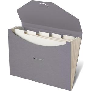 Blue Lake ECOLIFE Plastic-Free Accordion File Folders 6 Pocket Expanding File Folder Organizer Grey
