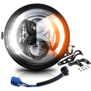 7 inch LED Round Motorcycle Headlight DOT Approved with Housing Bucket Turning Signals DRL Mount Bracket Projector Hi/Low Beam 7" Headlight for H-arley Davidson dyna Honda Suzuki Yamaha (7In Motorcycle Headlight With L/R Turn Signals)