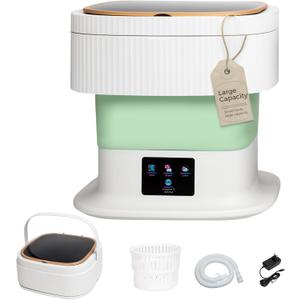 Portable Washing Machine Mini Washer for Apartments - Compact, Foldable Countertop Clothes Washer & Dryer Combo, Small Lavadora Portatil, Handheld Laundry Machine (Green, Large)