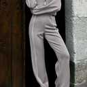 BTFBM Women's Two Piece Tracksuit Spring 2026 Long Sleeve Zip Up Sweatshirt Long Pants Outfits Jogger Sweatsuit Sets (X-Large, Grey)