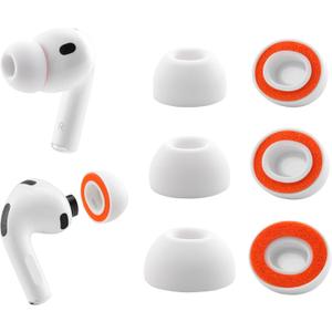 Replacement Memory Foam Ear Tips for AirPods Pro 3 Silicone Shield, Ultimate Comfort, 3 Pairs (White, Assorted S/M/L)