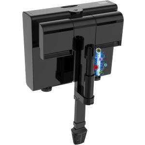 U-V Aquarium Filter for 20-50 Gallon Tank,Hang On Back Aquarium Filter Green Water Cleaning Machine,HOB Filter Ultra-Quiet Powerful Pump 170GPH for Fish Turtle Tank with Surface Skimmer