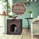 Cat Litter Box Enclosure with Litter Trapping Mat; Handwoven Plastic Rattan Kitten House; No Installation Hidden Cat Washroom; Pet Crate for Balcony,Bedroom,Living Room, 18.2"D x 30.3"W x 20.5"H
