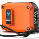 R-fun for AirPods Pro 2nd Generation 2024/2023(USB-C),2022(Lightning Cable),1st Gen 2019 Charging Case, [Auto Pop-Up Lid Design] Heavy Duty Protection Case with Cleaner Kit and Lanyard,Orange