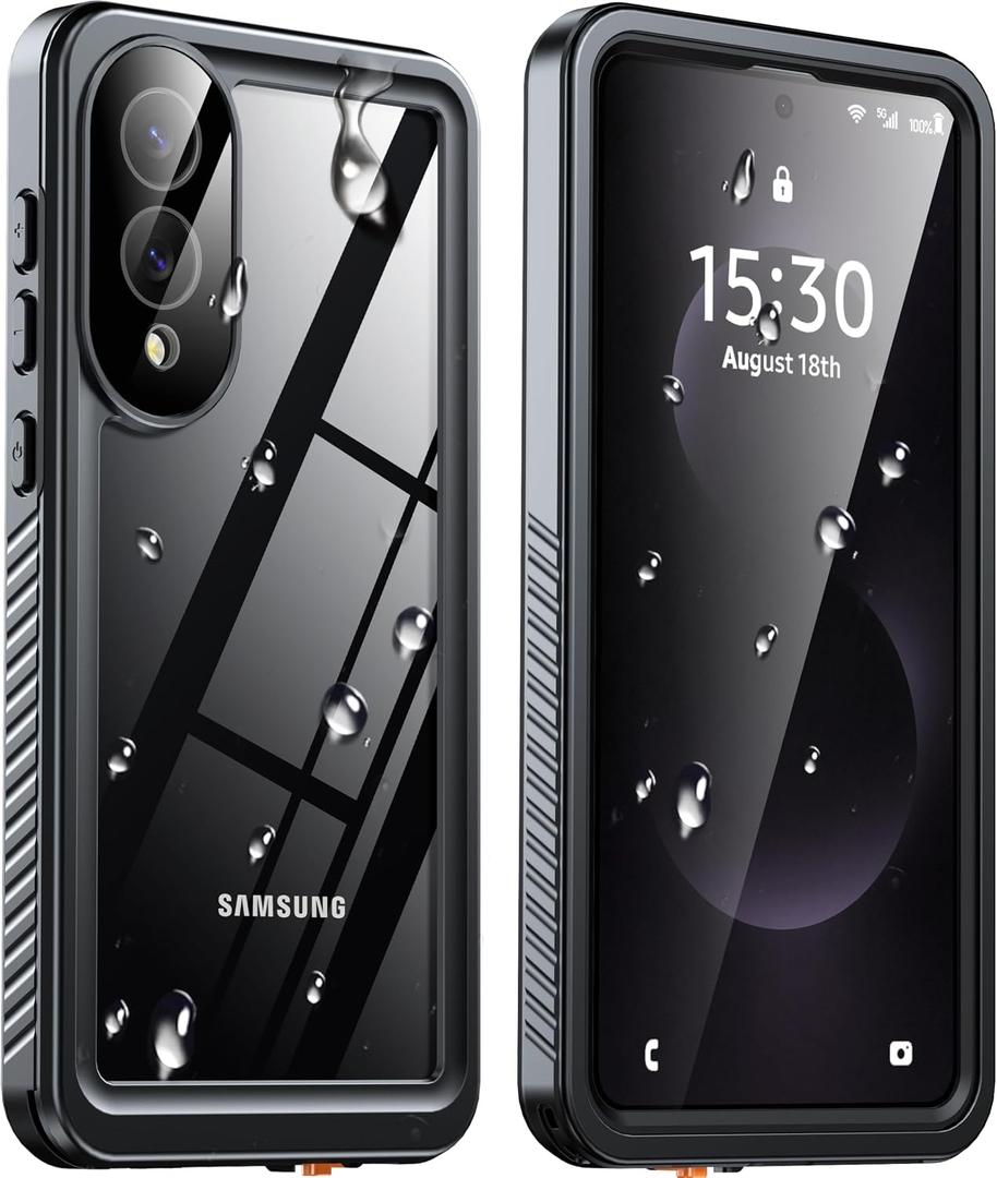 ANTSHARE for Samsung Galaxy S25 Edge Case, [IP68 Waterproof] S25 Edge Case with [Built-in Screen/Camera Protector], Full Body Sealed Protective Front and Back Cover for Galaxy S25 Edge 6.7" - Black