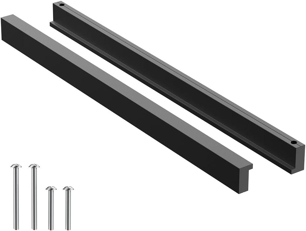 5 Pack 256mm(10 inch) Hole Center Tilted Black Cabinet Handle L-Rectangle Shaoped Alunminum Alloy Hadrware Pull for Kithchen Dresser Washroom Bedroom