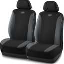 Skechers Seat Covers, Premium Breathable Polyester Car Seat Covers, Car Seat Covers Front Seats Airbag Compatible, Automotive Comfort for Most Cars, Vans, Trucks, SUVs (Two Front, Grey) (Black and Grey)