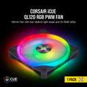 Corsair QL Series, Ql120 RGB, 120mm RGB LED Fan, Single Pack - Black