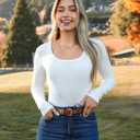 Zeagoo Women's Long Sleeve Scoop Neck Shirts Casual Slim Fit Rib Knit Tops Summer Fall Basic Business Work Tee (Black+white+stripes)