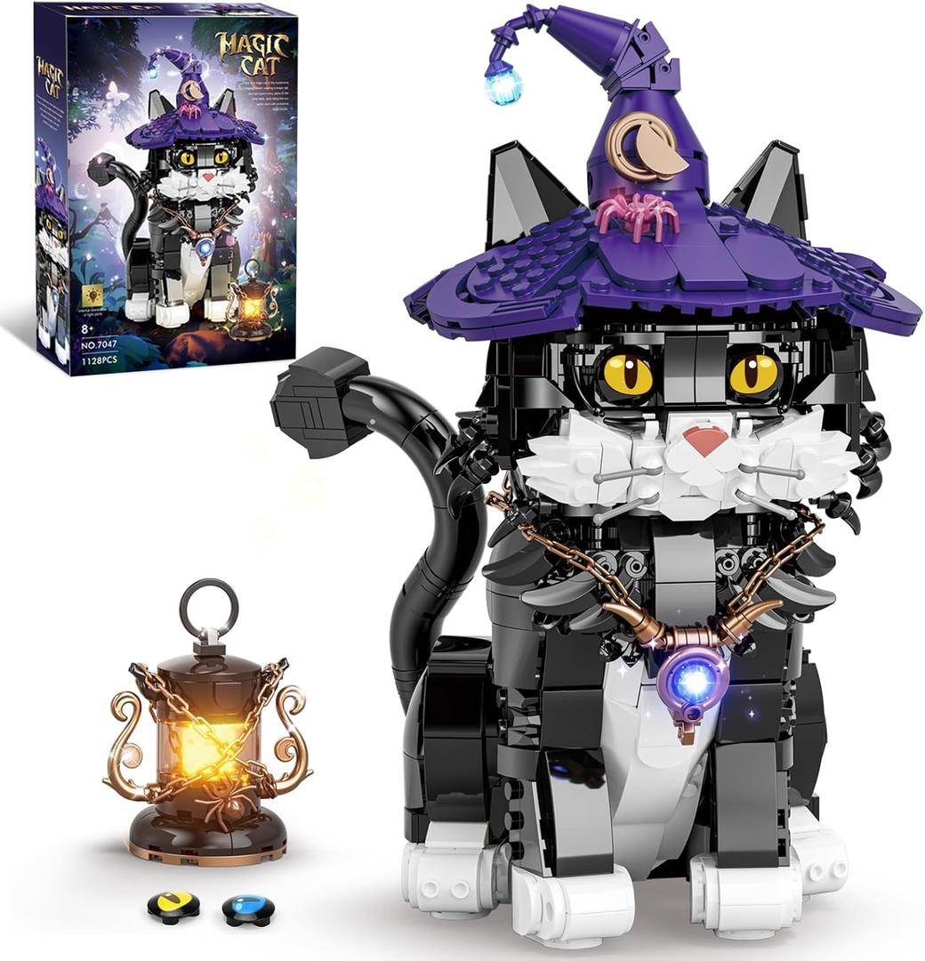 Ideas Magic Cat Animal Building Set for Adults, Unique MOC Cat Model Toy for Home Office Decor, Compatible with Lego Cat, Creative Gift for Kids Boys & Girls 8+ (1128 PCS)