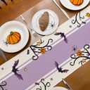 Halloween Pumpkin Boo Ghost Table Runner Spooky Tombstone Skull Burlap Table Runners, Autumn Seasonal Coffee Table Center Decor for Home Kitchen Dining Party Indoor Outdoor 13x72 Inch