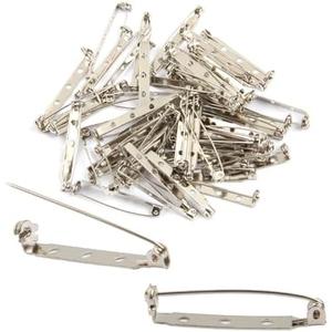 Brooch Pin Back 50pcs Bar Pin Back 1.5 Inch Clasp Pin Back Brooch Pin Backs for Crafts Badge Name Tag DlY Jewelry Making & Craft (60 Pcs, Silver Color)