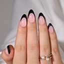 3 x RTKHFZE Press on Nails Short - French Tip Press On Nails Almond,Soft Gel Acrylic Fake Nails Glue on Nails for Women,Natural Fit Reusable Stick On Nails in 16 Sizes - 32 False Nails Kit, Black French