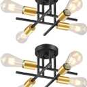 EGM Black & Gold Sputnik Ceiling Light Fixture, 4-Light Modern Flush Mount Ceiling Light with E26 Bulb Base, Close to Ceiling Lights for Dining Room Hallway Living Room Kitchen (2 Pack)