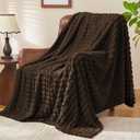 BEDELITE Brown Blanket Twin Size for Bed- Super Soft Lightweight 3D Checkered Fluffy Fuzzy Fleece Blanket, Luxurious Plush Cozy Blanket for Room Home Decor, Gift for Women, 60x80 inches