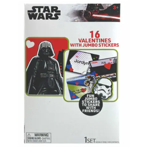 Star Wars 16 Valentines with Jumbo Stickers, 3 Pack
