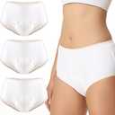 Carer Incontinence Underwear for Women 3 Pack Womens Incontinence Briefs Washable Reusable Leak Proof Underwear for Women Incontinence Panties Leak Protection (White, X-Large)