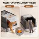 Stainless Steel Litter Box with Lid: Enclosed Cat Litter Box for Small Cats & Kitten, Metal Kitty Litter Pan with High Sided Enclosure, Include Scoop & Mat, Odor Control, Anti-Leakage
