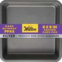 Wilton Silver Non-Stick 8 x 8 Inch Square Brownie Cake Pan, Stainless Steel Bakeware, Made without PFAS, Packaging May Vary