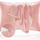 BEDELITE Satin Pillowcase with Zipper 2 Pack, Coral Pillow Cases Standard Size, Super Soft and Cooling Similar to Silk Pillow Cases, Gift for Women Men(20x26 Inches)