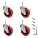 MySit 4 Pack Creeper Wheels 2.5 Inch Heavy Duty Swivel Caster Wheel Creeper Service Cart Stool Post Mount, M10 (Around 3/8") x 1" Metric Threaded Stem Casters Wheels Replacement