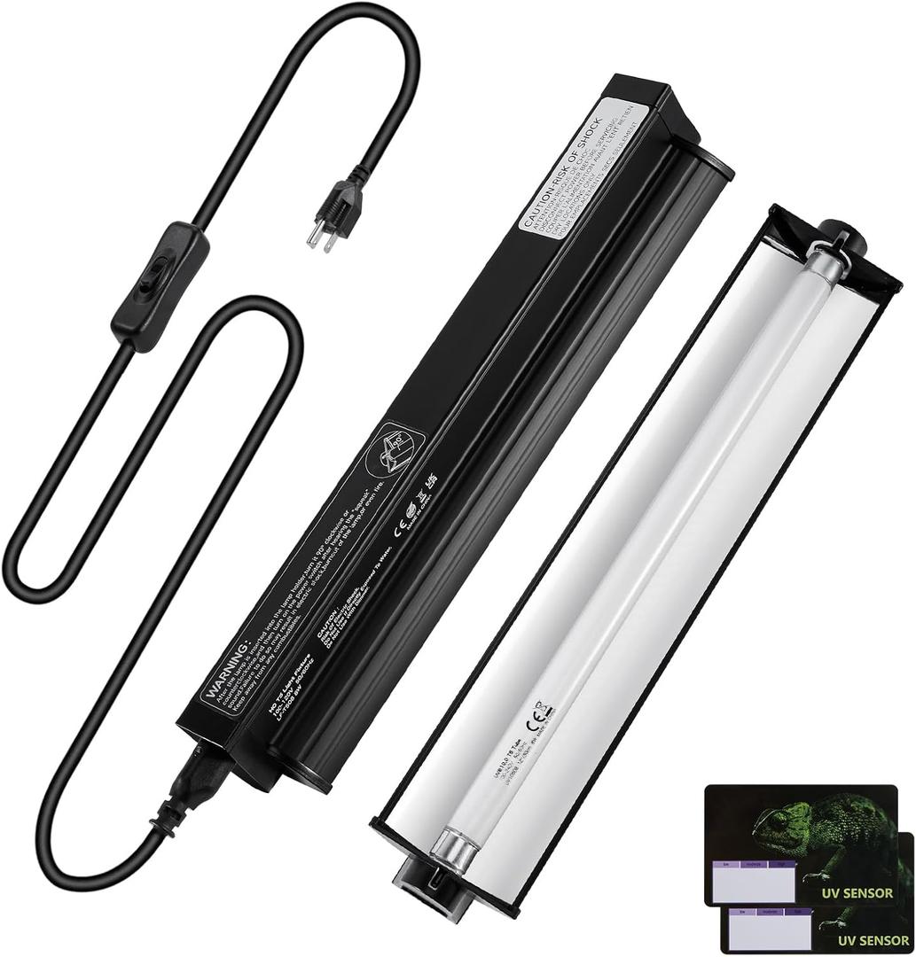 DXOPHIEX 8W HO T5 UVB Reptile Light Fixture with Bulb 12 inch, Bearded Dragon uvb Light bar with 10.0 Bulb for Reptiles Like Bearded Dragon Turtles Lizard Snake and Gecko