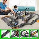 Slot Car Race Track Set Electric or Battery Powered Racing Car Track for Kids Boys, with 4 High-Speed Cars and 2 Hand Controllers,Dual Racing Game Toys for Children Age 6 7 8 Years Old, One Size