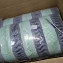 Barydat 4 Pcs Tufted High Back Chair Cushion Indoor Outdoor Seat and Back Cushions Palm Leaves Tropical Plants Lawn Rocking Chair Pads with Ties for Adirondack Patio Garden(Light Blue Stripes), 43.4 x 21 x 3.3 inches