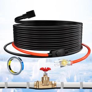 Heat Tape for Water Pipes Pipe Freeze Protect Heating Cable Constant Wattage Heating Cable Keeps Water Flowing at -40F with 3ft Lighted Plug 3 Feet