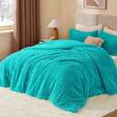 BEDELITE Fleece King Comforter Set -Super Soft & Warm Fluffy Teal Bedding, Luxury Fuzzy Heavy Bed Set for Winter with 2 Pillow Cases