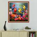 Foxhool Beginners Cross Stitch Kits Stamped Full Range of Embroidery Kits for Adults DIY Cross Stitches kit Embroidery Patterns for Needlepoint kit-Flower Birds 18x18 inch
