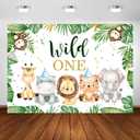 Avezano Wild One Safari 1st Birthday Backdrop for Boys Party Decorations Photography Background Cute Jungle Safari Animals 1st Birthday Party Banner Photoshoot (7x5ft)