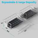 Large Dish Drying Rack, Expandable Dish Rack, 304 Stainless Steel Dish Racks for Kitchen Counter, Multifunctional Dish Drainers with Utensil Holder & Cutting Board Holder