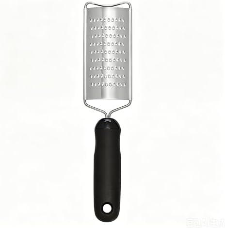 Stainless Steel Grater, Black Ergonomic Handle for Citrus Peel Chocolate and Hard Cheese Dishwasher Safe with Hanging Hole for Storage