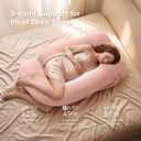 Momcozy Pregnancy Pillows for Sleeping, U Shaped Full Body Maternity Pillow with Removable Cover - Support for Back, Legs, Belly, HIPS for Pregnant Women, 57 Inch Pregnancy Pillow, Cotton Pink
