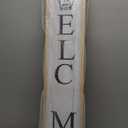 Interchangeable Welcome Sign for Front Door Standing, 45"X9" with 12 Pcs Replaceable Icons Rustic Outdoor Tall Front Porch Farmhouse Outside Wreath Leaner Vertical Decor (Wood)