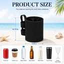 2 Pack Black Beach Chair Cup Holders 4.1x3.5in Camping Chair Drink Holder Portable Universal Drinking Water Bottle Organizer Accessories for Outdoor Summer Beach Camping Fishing Pool Picnic Loungers