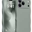 SuydanBox Magnetic for iPhone 17 Pro Case, [Full Camera Protection][Compatible with MagSafe] Cute Wave Frame Silicone Shockproof Protective Phone Case for iPhone 17 Pro 6.3", Calke Green