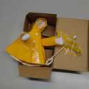 1 Set Spring Desk Goose Raincoat Outfit with Umbrella Mini Desk Goose Rain Coat Costume Mini Geese Raincoat Clothes for Spring 7 Inch Geese Figurine Desktop Home Decoration (Yellow)