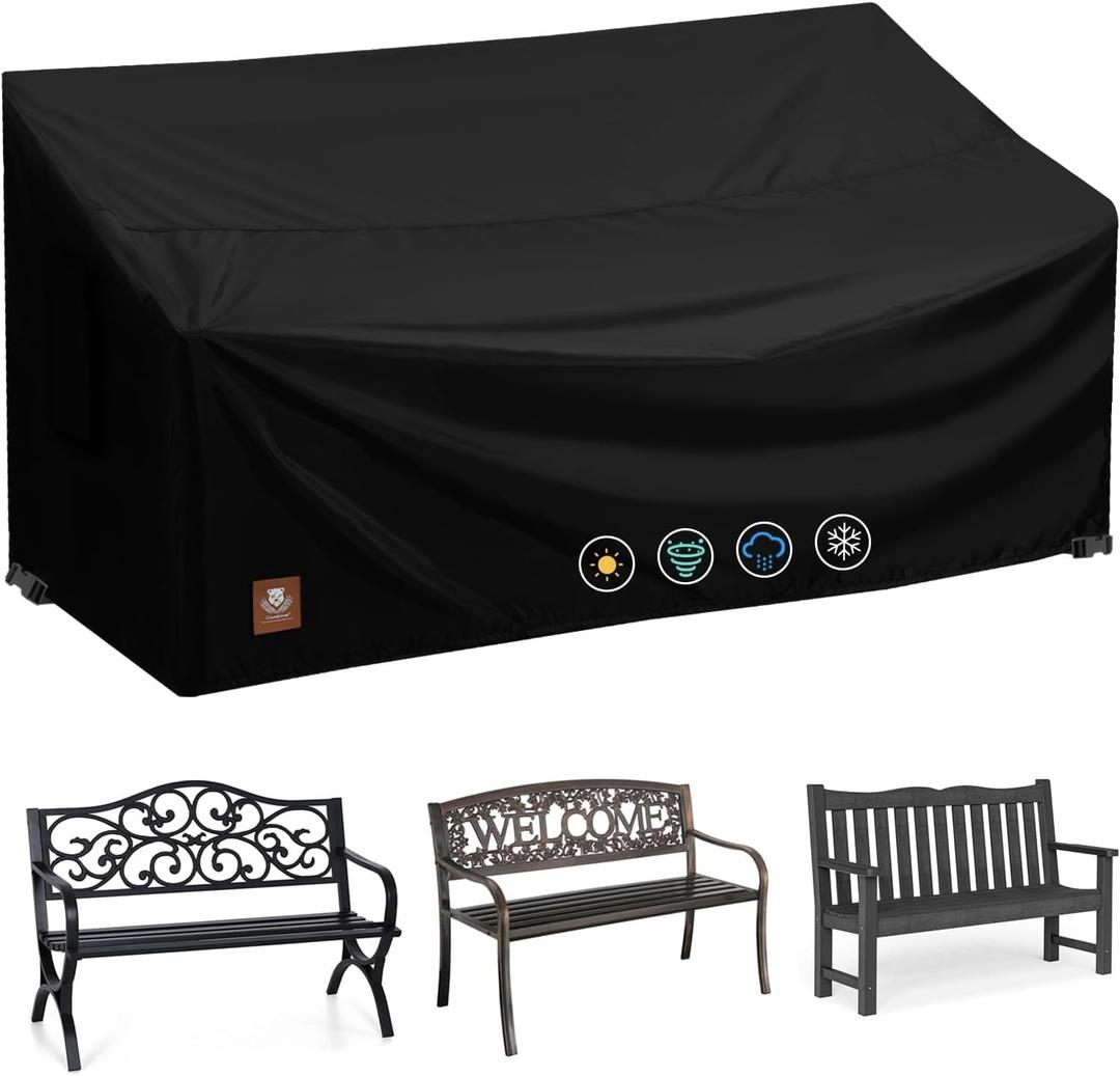 2 Seater Outdoor Bench Covers Waterproof,53W x 26D x 35H Inch,Fit for 2-Person Seating Metal,Cast Iron,Hardwood Patio Furniture Garden Loveseat Chair Sofa,All Weather and Tearproof Polyester Fabric